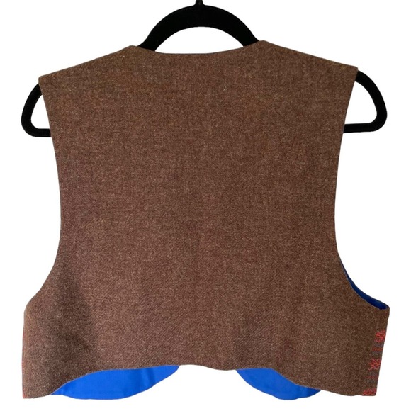 Vintage Handmade Kids Hippie Vest Embroidered Boho Childrens Brown Southwest - Picture 3 of 4